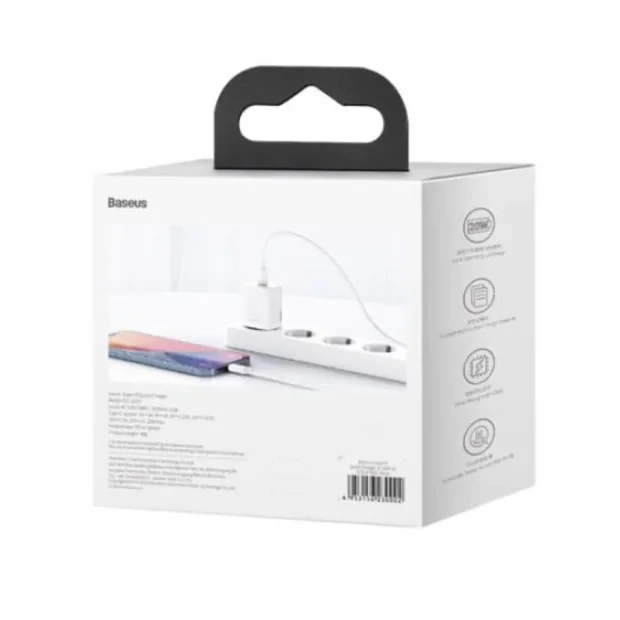 Incarcator Retea Baseus Super Si Quick Charge 20W 1 x USB Type-C 5V/3A Alb