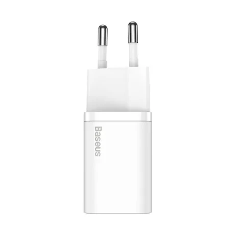 Incarcator Retea Baseus Super Si Quick Charge 20W 1 x USB Type-C 5V/3A include Cablu USB Type-C la Lightning Iphone 1m Alb