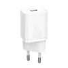 Incarcator Retea Baseus Super Si Quick Charge 20W 1 x USB Type-C 5V/3A include Cablu USB Type-C la Lightning Iphone 1m Alb