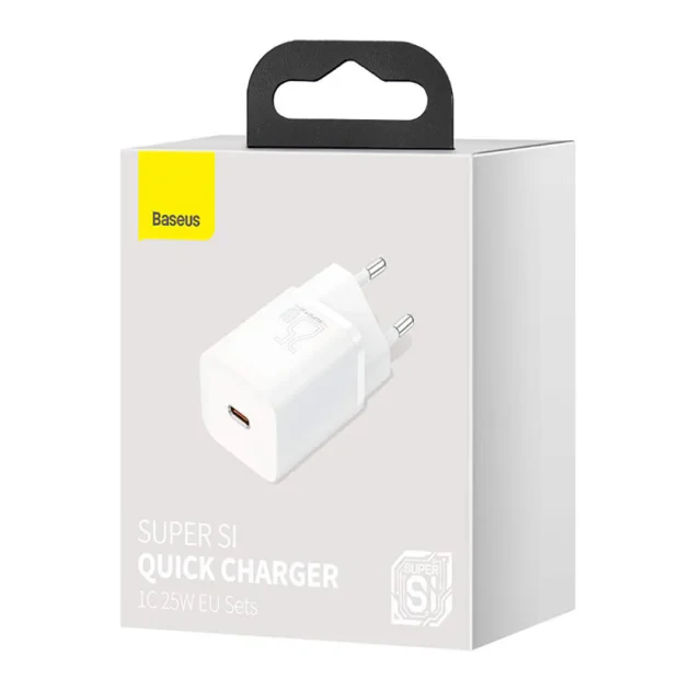 Incarcator Retea Baseus Super Si Quick Charge 25W 1 x USB Type-C 5V/3A Alb