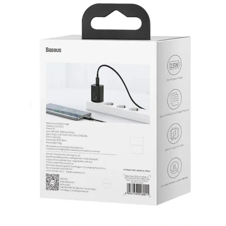Incarcator Retea Baseus Super Si Quick Charge 25W 1 x USB Type-C 5V/3A Negru