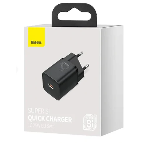 Incarcator Retea Baseus Super Si Quick Charge 25W 1 x USB Type-C 5V/3A Negru