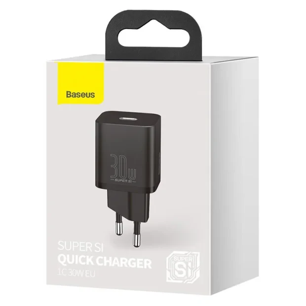 Incarcator Retea Baseus Super Si Quick Charge 30W 1 x USB Type-C 5V/3A Negru