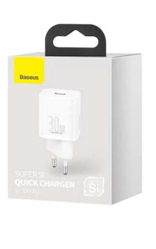 Incarcator Retea Baseus Super Si Quick Charge 30W 1 x USB Type-C si 1 x USB 5V/3A Alb thumb
