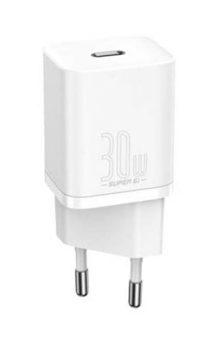 Incarcator Retea Baseus Super Si Quick Charge 30W 1 x USB Type-C si 1 x USB 5V/3A Alb thumb