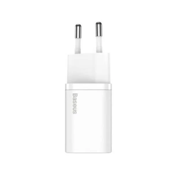 Incarcator Retea Baseus Super Si Quick Charge 30W 1 x USB Type-C si 1 x USB 5V/3A Alb