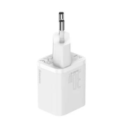Incarcator Retea Baseus Super Si Quick Charge 30W 1 x USB Type-C si 1 x USB 5V/3A Alb