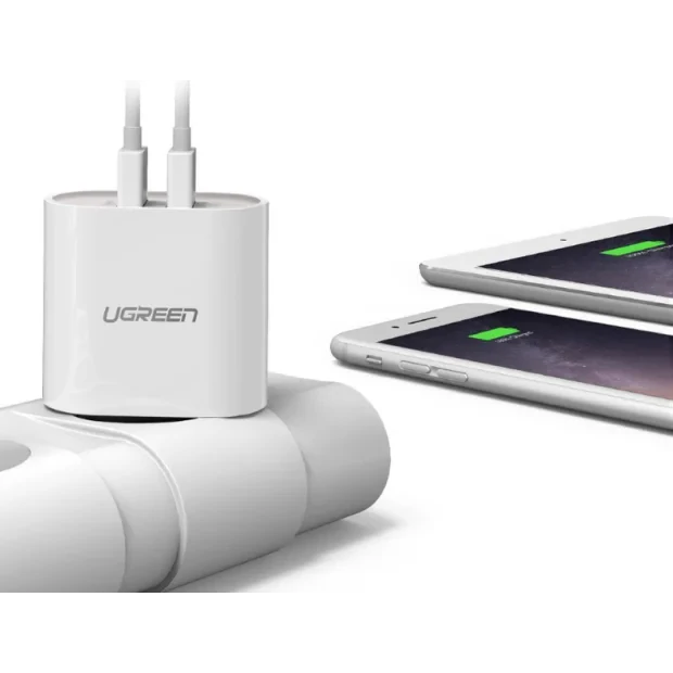 Incarcator retea Ugreen CD104 QC 2 x USB alb