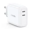 Incarcator retea Ugreen CD199 QC 2 x USB Type-C alb