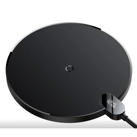 Incarcator Wireless Baseus Digital LED Display Gen 2 15W Qi include Cablu Type-C la USB 1.5m Negru