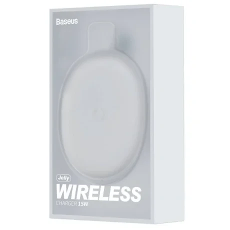Incarcator Wireless Baseus Jelly Qi 15W include Cablu Type-C la USB Alb
