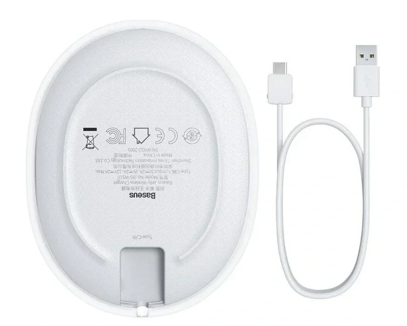 Incarcator Wireless Baseus Jelly Qi 15W include Cablu Type-C la USB Alb