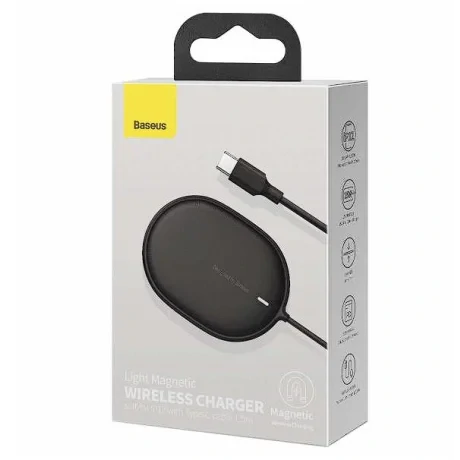 Incarcator Wireless Baseus Light Qi 15W incarcare MagSafe Iphone 12/13 include Cablu USB Type-C la USB Type-C 1.5m Negru