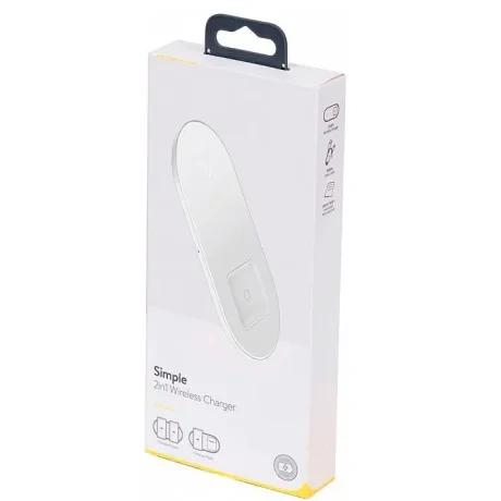 Incarcator Wireless Baseus Simple 2 in 1 Qi 18W include Cablu Type-C la USB Alb