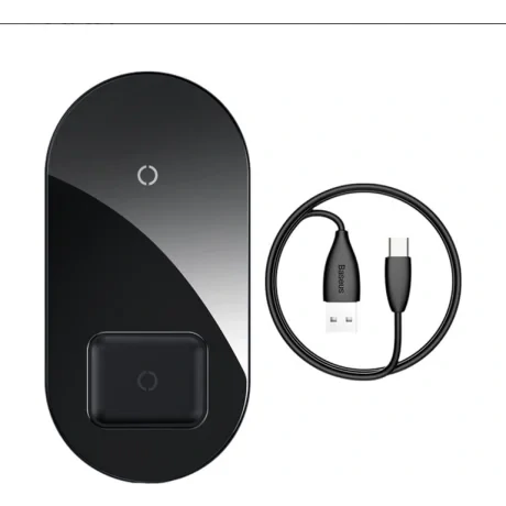 Incarcator Wireless Baseus Simple 2 in 1 Qi 18W include Cablu Type-C la USB Negru
