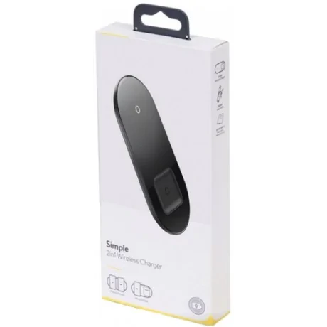 Incarcator Wireless Baseus Simple 2 in 1 Qi 18W include Cablu Type-C la USB Negru