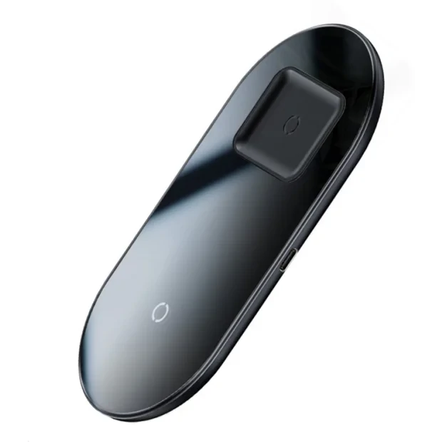 Incarcator Wireless Baseus Simple 2 in 1 Qi 18W include Cablu Type-C la USB Negru