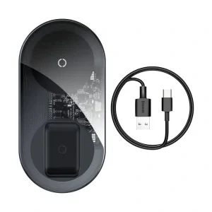 Incarcator Wireless Baseus Simple 2 in 1 Qi 18W include Cablu Type-C la USB Transparent