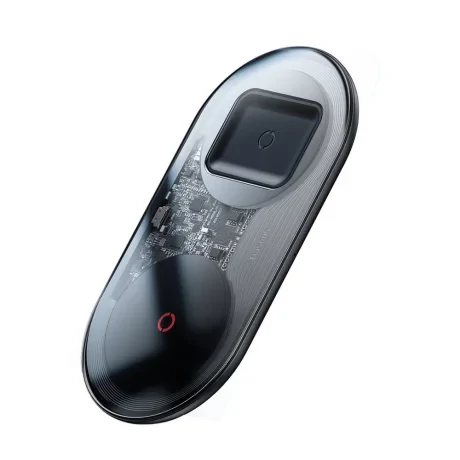 Incarcator Wireless Baseus Simple 2 in 1 Qi 24W include Cablu Type-C la USB Negru