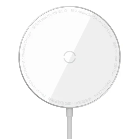 Incarcator Wireless Baseus Simple Qi 15W incarcare MagSafe iPhone 12 Mini/12/12 Pro/12 Pro Max include Cablu Type-C de 1.5m Alb