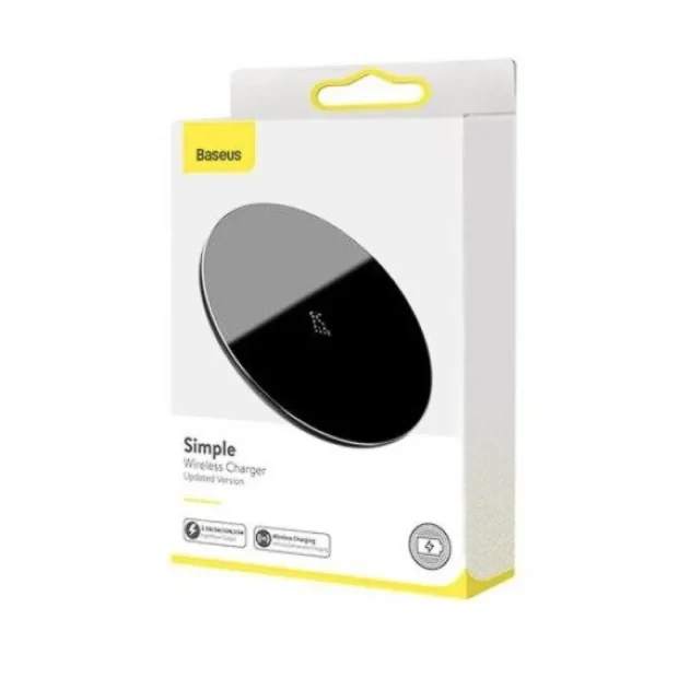 Incarcator Wireless Baseus Simple Qi 15W include Cablu Type-C la Type-C 1m Negru