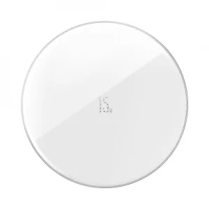 Incarcator Wireless Baseus Simple Qi 15W include Cablu Type-C la USB 1m Alb