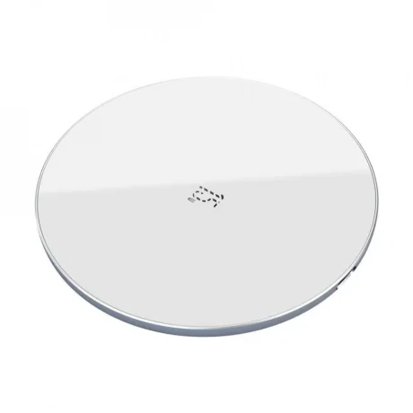 Incarcator Wireless Baseus Simple Qi 15W include Cablu Type-C la USB 1m Alb