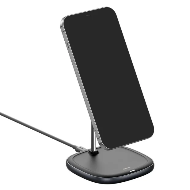 Incarcator Wireless Baseus Swan Qi 15W incarcare MagSafe Iphone 12 include Cablu Type-C la USB Negru
