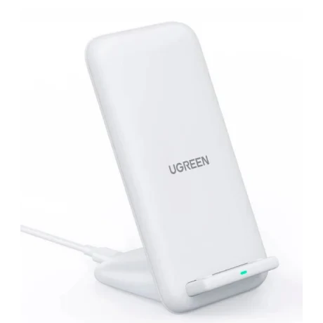 Incarcator wireless Ugreen CD221 Qi 15W 2 in 1 stand + incarcator wireless, cablu Type-C 1m inclus alb
