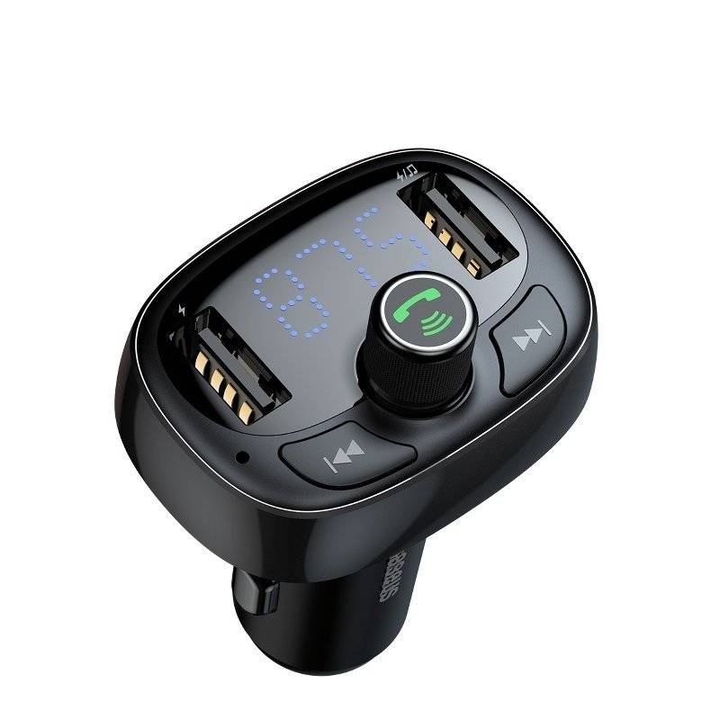 Modulator Auto FM Baseus T-Typed Bluetooth 4.2 2 x USB 5V/3.4A Negru thumb