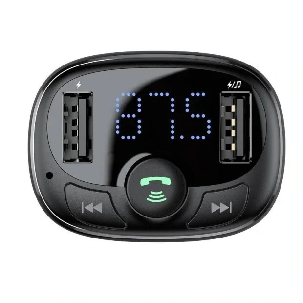 Modulator Auto FM Baseus T-Typed Bluetooth 4.2 2 x USB 5V/3.4A Negru