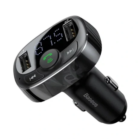 Modulator Auto FM Baseus T-Typed Bluetooth 4.2 2 x USB 5V/3.4A Negru