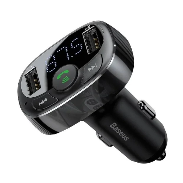 Modulator Auto FM Baseus T-Typed Bluetooth 4.2 2 x USB 5V/3.4A Negru