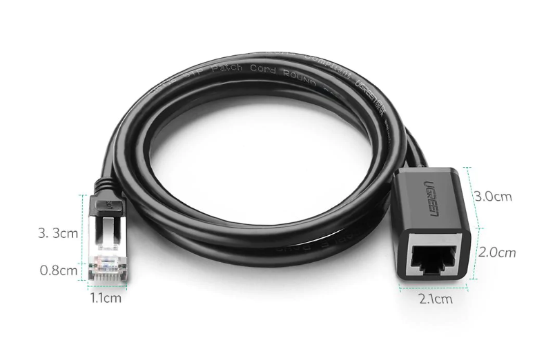 Cablu retea UTP prelungitor Ugreen NW112 Cat6 RJ-45 (T) la RJ-45 (M) 1m negru thumb