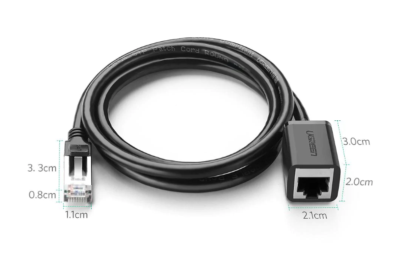 Cablu retea UTP prelungitor Ugreen NW112 Cat6 RJ-45 (T) la RJ-45 (M) 3m negru thumb