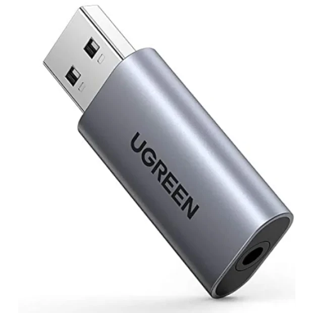 Placa de sunet Ugreen CM383 extern USB 2.0 (T) la 3.5 mm jack (M) gri