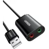 Placa de Sunet Ugreen US205 Extern USB 2.0 conectori 2 x jack 3.5 mm Negru