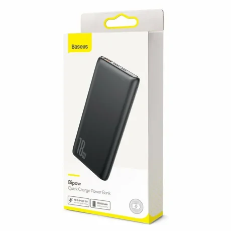 Power Bank Baseus Bipow Digital Display 10000mAh PD 15W 2 x USB 1 x USB Type-C 1 x Micro USB 3A negru
