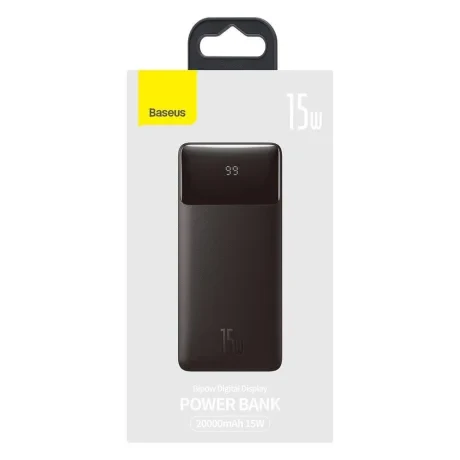 Power Bank Baseus Bipow Digital Display 20000mAh PD 15W 2 x USB 1 x USB Type-C 1 x Micro USB 3A Negru