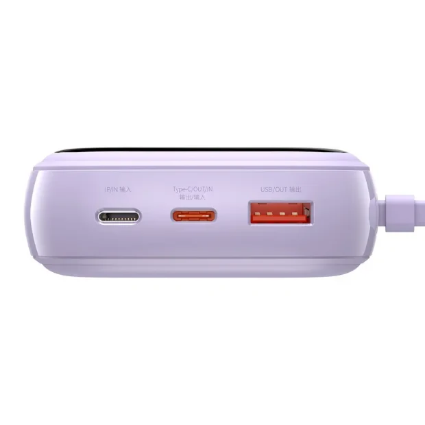 Power Bank Baseus Q Pow 20000mAh PD 20W 1 x USB 1 x USB Type-C 1 x Lightning integrat 3A Violet