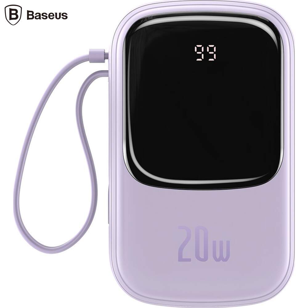 Power Bank Baseus Q Pow 20000mAh PD 20W 1 x USB 1 x USB Type-C 1 x Lightning integrat 3A Violet thumb