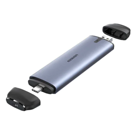 Rack extern Ugreen CM298 pentru SSD M.2 NGFF SATA 2 in 1 conector USB + USB Type-C gri thumb