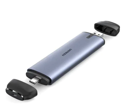 Rack extern Ugreen CM353 pentru SSD M.2 NVMe SATA 2 in 1 conector USB + USB Type-C gri thumb