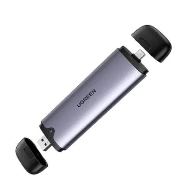 Rack extern Ugreen CM353 pentru SSD M.2 NVMe SATA 2 in 1 conector USB + USB Type-C gri