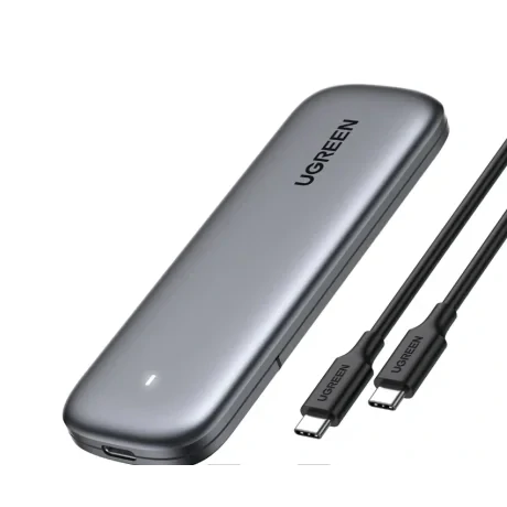 Rack extern Ugreen CM400 pentru SSD M.2 NVMe SATA cablu inclus de 50 cm USB Type-C la USB Type-C gri