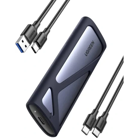 Rack extern Ugreen CM400 pentru SSD M.2 NVMe SATA cablu inclus de 50 cm USB Type-C la USB Type-C gri