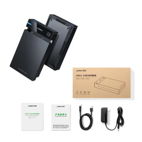 Rack Extern Ugreen US222 pt HDD si SSD SATA 3.5&quot; conectare USB 3.0 Negru
