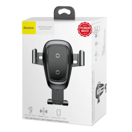 Suport Auto si Incarcator Wireless Baseus Gravity Qi 10W include Cablu micro-USB to USB Negru