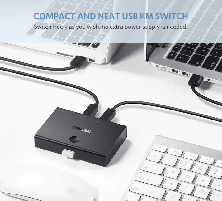 Switch USB Sharing Ugreen USB-B x 2 conectare prin USB 2.0 include Cablu 1.5m Negru thumb