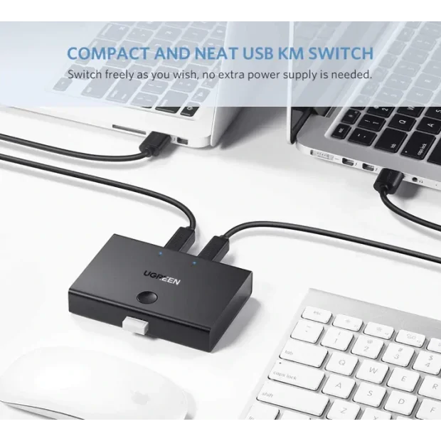 Switch USB Sharing Ugreen USB-B x 2 conectare prin USB 2.0 include Cablu 1.5m Negru
